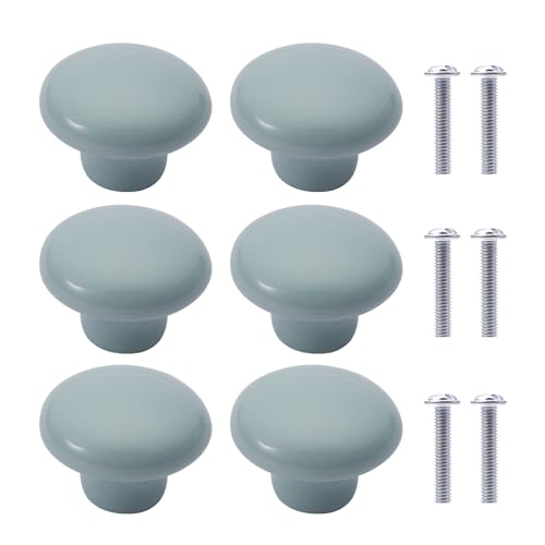 NAKUPENDA 6Pcs Pomos de Cerámica para Armario Redondas Perillas de Los Muebles para Habitación de Niños Gabinetes de Cocina Estantería (Verde Claro)