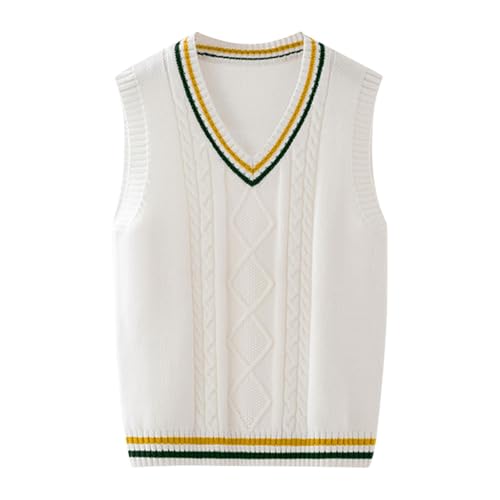 Boys Girls Knit Sweater Vest Sleeveless V-Neck Campus Style Pullover Tops Kids Fall Winter School Uniform Clothes