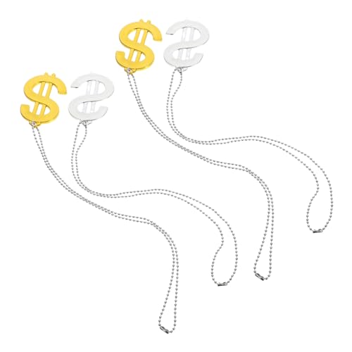 ifundom 4Pcs Money Pendant Necklace Lightweight Comfortable Chains for Halloween Birthday and Celebrations Distinctive Dress Up Jewelry for Masquerades and Parties