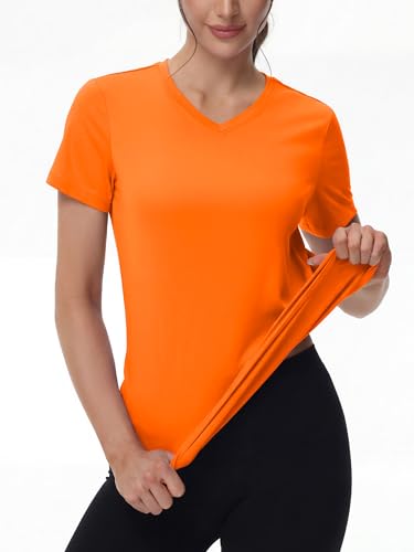 Image of MAGCOMSEN Women's Short Sleeve T-Shirt Quick Dry Athletic Tee Shirt Running Workout Yoga Top Tee Performance Shirts