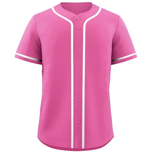 KXK Blank Baseball Jersey Button Down Hip Hop Plain Shirt for Men Women