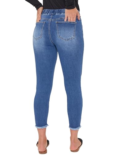 Royalty For Me Womens Women's Petite High Rise Denim Ankle Jogger3