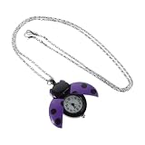 FRCOLOR Orologio da Taschino Vintage Coccinella in Lega e Vetro, Leggero e Decorativo, Collana Orologio da Tasca Porpora per Uso Quotidiano e Cosplay Stili multipli