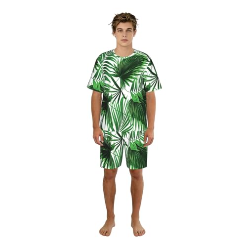 Pyjama short homme imprimé palmier en coton léger pour l'été