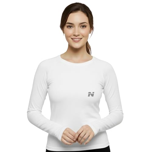 Image of NINQ Women's Athletic Compression Wear - Full Sleeve Workout & Training T-Shirt Designed for Gym, Running, Yoga, and Sports. Breathable, Stretchable