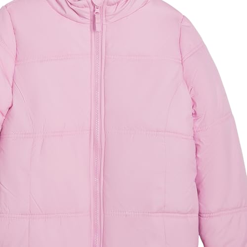 Image of LONDON FOG Girls' Heavyweight Quilted Puffer Jacket with Fleece Beanie