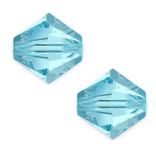 100pcs Adabele Austrian 4mm (0.16 Inch) Small Faceted Loose Bicone Crystal Beads Aquamarine Blue Compatible with Swarovski Crystals 5301/5328 SSB410