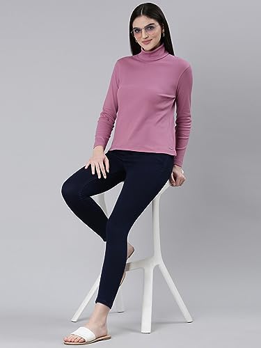Image of TWIN BIRDS Women Cotton Turtle Neck Ribbed Tee | Full Sleeve Winter Top