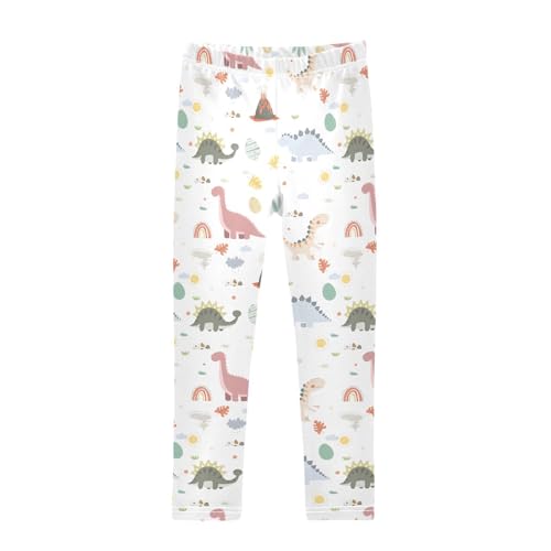 Dinosaur Plant Girls Leggings,Workout Leggings for Girls Toddler Athletic Leggings Size for 3-10T
