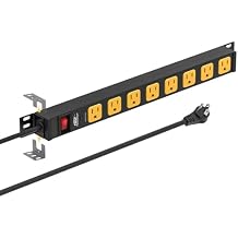 CRST 8-Outlet Heavy Duty Power Strip Surge Protector 2100 Joules, Mountable Metal Long Power Bar with 6FT 14AWG Extension Cord, 15A Circuit Breaker, ETL Listed for Garage, Workshop, Office...