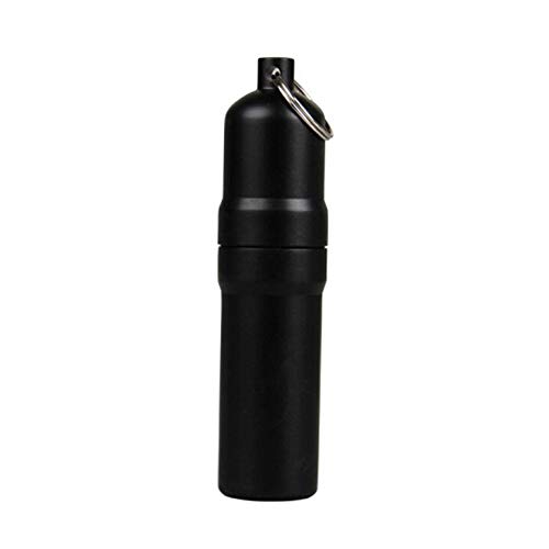 wasserdichte Schlüsselbund Aluminium Mini Aluminium Schlüsselanhänger aus Kreativität Schlüsselbund Mini Wasserdicht Aluminium Schlüsselbund für Herren Frauen wasserdichte Runde Taschen Box Schwarz Cover