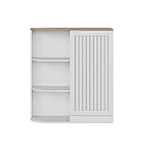 LANSEISTENJI Eck-Badezimmerschrank, freistehender Schrank mit verstellbaren Einlegeböden und Lamellentür