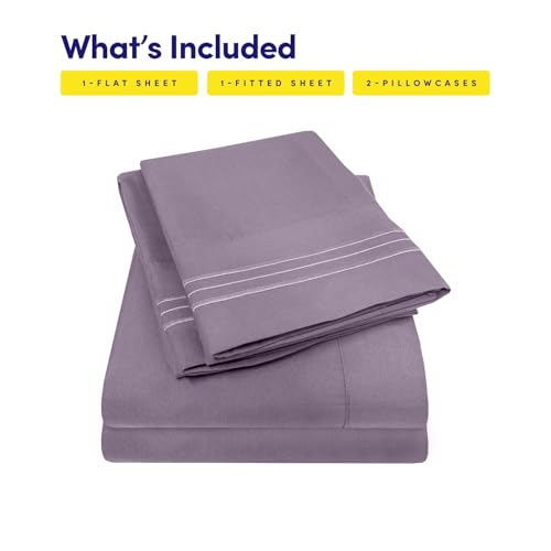 Image of 1500 Supreme Collection California King Sheet Sets Plum - Luxury Hotel Bed Sheets and Pillowcase Set for California King Mattress - Extra Soft, Elastic Corner Straps, Deep Pocket Sheets Plum