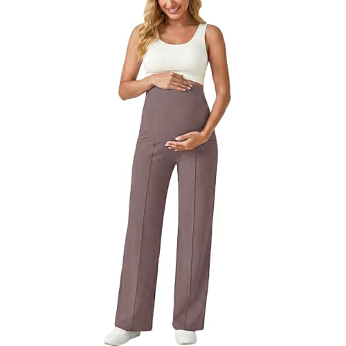 Pantalon de maternité d'hiver extensible taille haute droit
