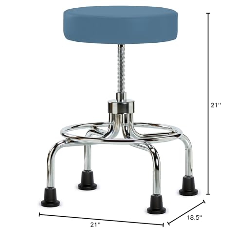 Image of Perch Retro Exam Stool with Glides, 18.5 inch-24 inch, Colonial Blue Vinyl