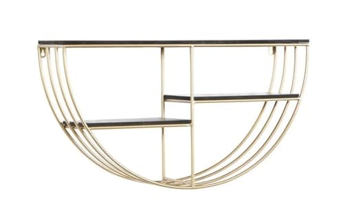 Image of Wall Hangings for Home Storage Organizer Round Wall Mounted Floating Shelf for Bedroom, Living Room, and Office Decor Item (Black Gold)