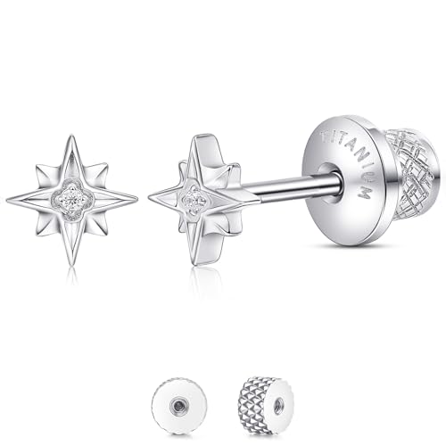 Boucles d'oreilles à vis hypoallergéniques en titane F136 anti-irritation avec zirconium