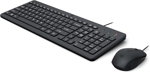 HP 150 Wired Mouse and Keyboard Combo | 1600 DPI | Ergonomically Designed and Quiet Performance | F12 Functions | LED Indicators | USB-A Connection