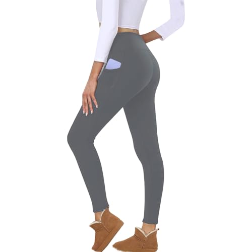 Legging doublé en polaire pour femme avec poches et taille haute