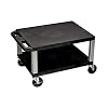 Luxor WT16-N 16H AV Cart - Two Shelves - Nickel Legs, Multipurpose Storage for Video Projector, TV, Laptop, Computer, Printer Stand, 24W x 18D x 16H