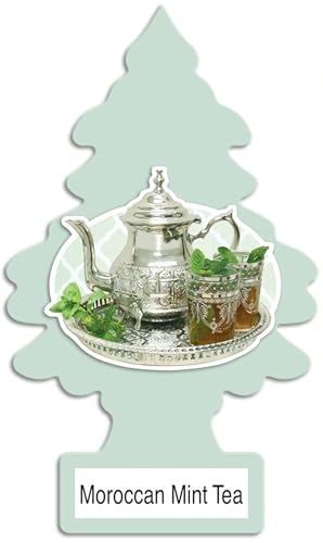 LITTLE TREES Car Air Freshener I Hanging Tree Provides Long Lasting Scent for Auto or Home I Maroccan Mint Tea, 24 count, (4) 6-packs
