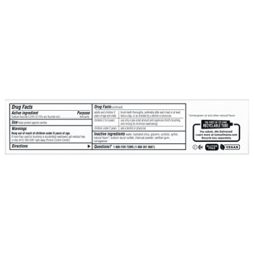 Tom's Of Maine Luminous White Toothpaste With Charcoal, Wintergreen, 4 Oz. (Packaging May Vary) #TOP6