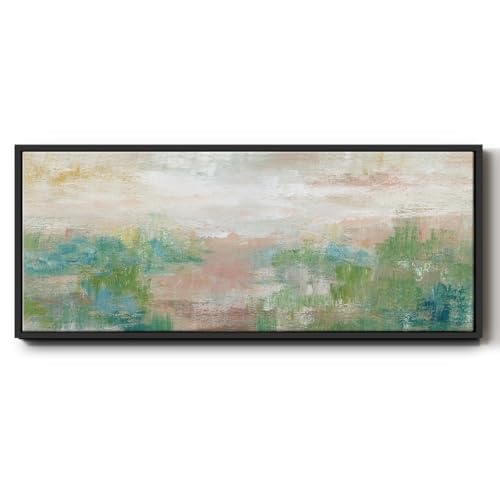 Renditions Gallery Canvas Painting For Home Sea Oats Abstract Floater Framed Wall Hanging for Kitchen Bedroom Lounge - 12"X30" BLACK Frame GAL034