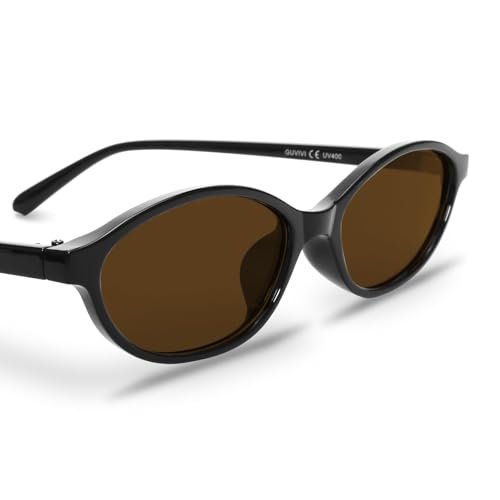 Image of GUVIVI Retro Oval Sunglasses for Women Chic Cat Eye 90s Sunnies Lightweight Narrow Shades Trendy UV protection Sun Glasses