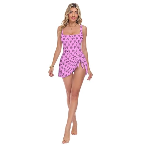 Maillot de bain une pièce rose à imprimé léopard et zèbres pour femme