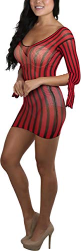 Image of ToBeInStyle Women's Stretch See Through Fishnet Novelty Mini Rave Party Dress