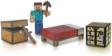 Minecraft 3" Series 1 Survival Kit Pack with Leather Steve Figure