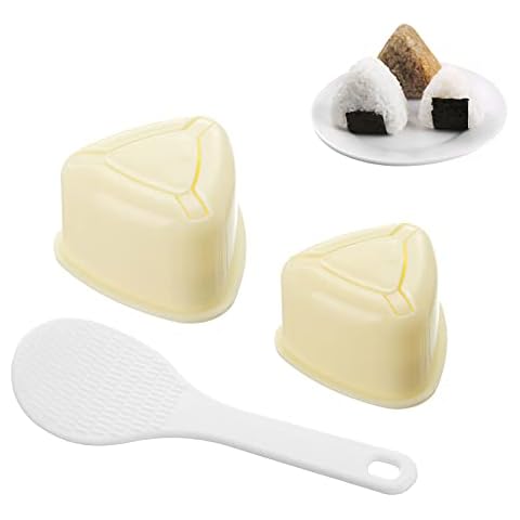 Sushi Form, Dreiecks Onigiri Maker Form mit Reislöffel Dreiteiliges Set, Sushi Werkzeuge Onigiri Mold Antihaft Onigiri Form Bento Pressform Nigiri Form zum Kochen in der Küche Cover