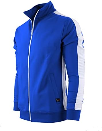 SCREENSHOT-S51707 Mens Hip Hop Premium Slim Fit Winter Fleece Lined Track Jacket - Modern Athletic Workout Sport Fitness Tops with Side Taping-Royal-3XLarge