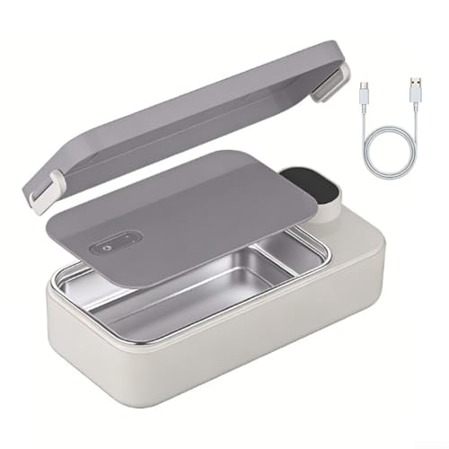 Lonchera eléctrica de 900 ml, 7200 mAh, calentador de alimentos aislado de acero inoxidable 304 con control inteligente de temperatura, calentador de comidas portátil a prueba de fugas para viajes de