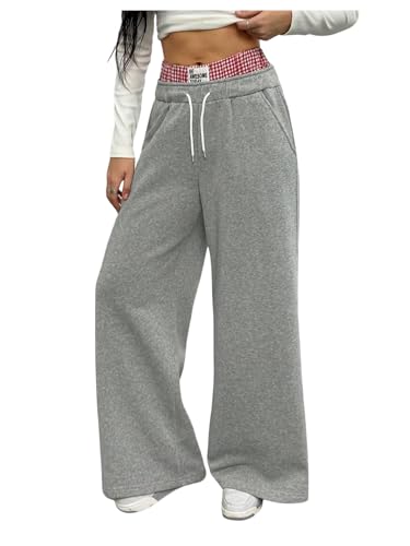 SHENHE Girl's Baggy Sweatpants Wide Leg Drawstring Workout Sports Loose Pants with Pockets