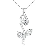 Angara Lab Grown Classic Diamond Leaf and Vine Pendant in 14K White Gold for Women (Size-2.8mm) |...