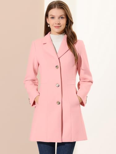 Image of Allegra K Womens Winter Elegant Pea Coat 2026 Single Breasted Long Overcoat | Notch Lapel Collar, Warm, Work Office Trench Coats,Outwear Outfit