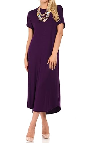 Image of iconic luxe Women's A Line Short Sleeve T Shirt Midi Dress Summer Casual