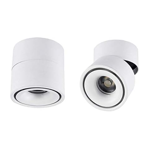 Hobaca® Dia 10*H10cm 12w Surface Mounted Focos LED Ceiling Spots 360° Adjustable Mini Spotlight Shell Aluminum Light Kitchen Downlight - White Warm (White) Cover