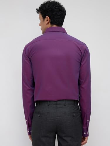 Image of Raymond Men Slim Fit Solid Pattern Pure Cotton Semicutaway Collar Full Sleeve Formal Shirt