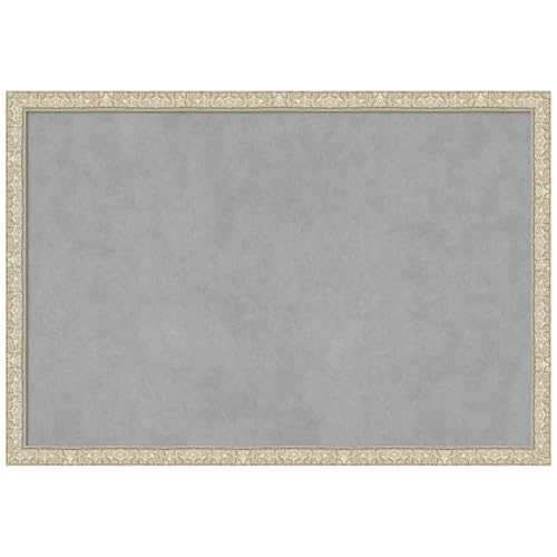 Amanti Art Silver Framed Magnetic Board, 38x26, Traditional Office Decor