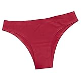 Baoblaze Tanga de Algodón sin Costura T-back Braga de Cintura Baja Bikini para Mujer - Vino Tinto, S