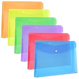 FJCA Plastic Envelopes with Snap Closure Legal Size Expandable Organizition Assorted Color File Fold