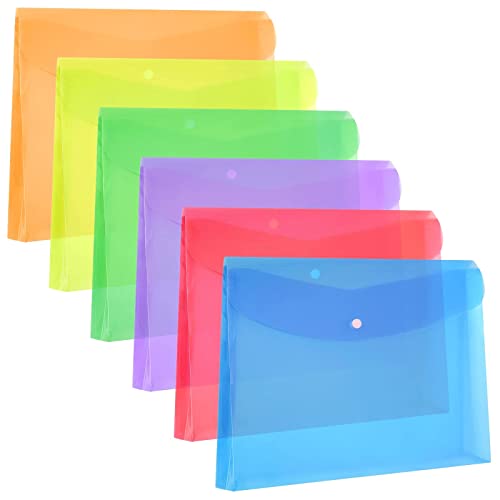 Fjca Plastic Envelopes With Snap Closure Legal Size Expandable Organizition Assorted Color File Folder For Home Office 6Pcs #TOP19