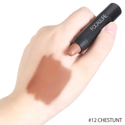 FOCALLURE Ultra Chic Matte Lipstick,Rich Vitamin E Lip Crayon,Lightweight Matte Color without Drying or Fading,Long Lasting Waterproof Lips Makeup,CHESTUNT