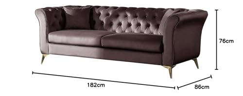 Image of Supernal 3 Seater Sofa Set with Brass Legs Perfect Gives Luxurious Look for Home /Living Room /Office /Guest Room /Hotels /Lounge