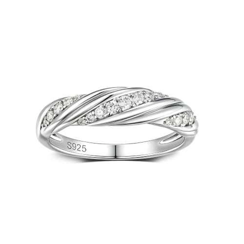 Moissanite Twisted Eternity Ring Infinity 925 Silver Wedding Band for Women
