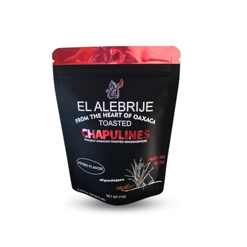 Alebrixes | Chapulines From Oaxaca 2 oz (57g) | Adobo Flavor Grasshoppers | Premium Fresh Gourmet Edible Insects | Marinated Spicy Flavor - Always Fresh Toasted Mexican Snack.