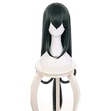 JOSN Anime Cosplay Perruque Tsuyu système sui Mon héros Academia Cosplay Costume Noir Vert juvénile Femmes Anti-gauchissement Longue Perruque Anime Fans Cadeau