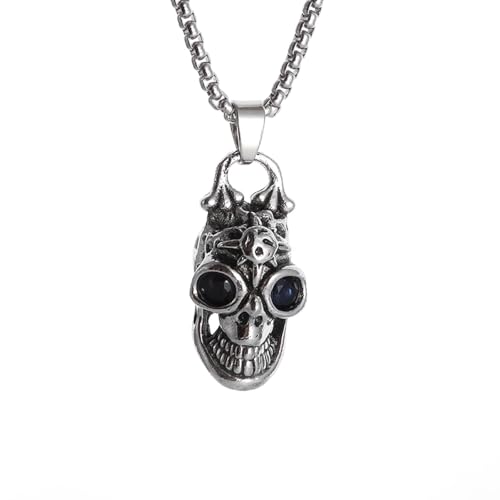 Collier homme gothique avec pendentif tête de fantôme rétro
